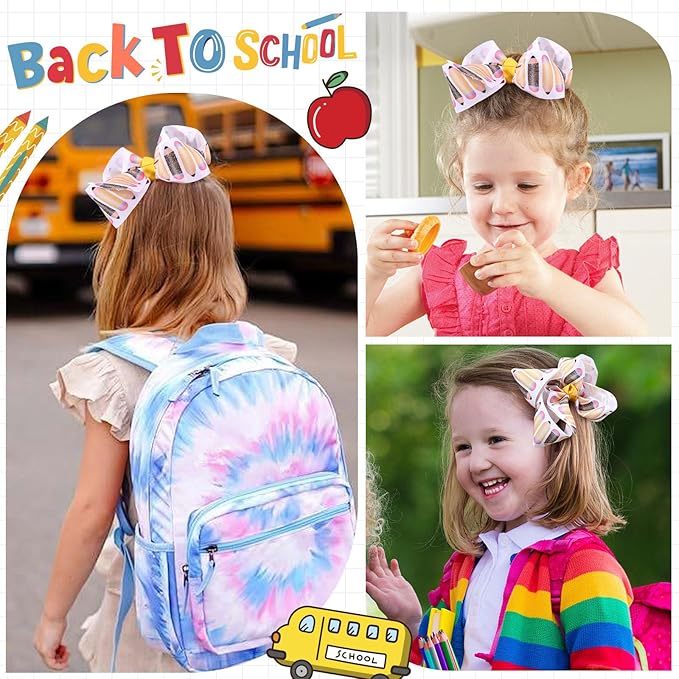 Oaoleer 2PCS Back to School Hair Bows for Girls, Yellow Bows Hair Alligator Clips Hair Barrettes for Baby Girls Infants Toddlers Kids Teens Children