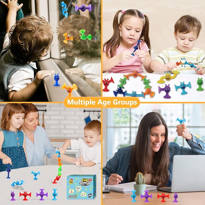 Suction Cup Toy for Baby Age 3, Suction Toys 40PCS Kids Bath Toys Ages 4-8, Toddler Window Shower Bathtub Building Toys, Montessori Sensory Stress Release Gifts for 6-8 Years Old Boys Girls