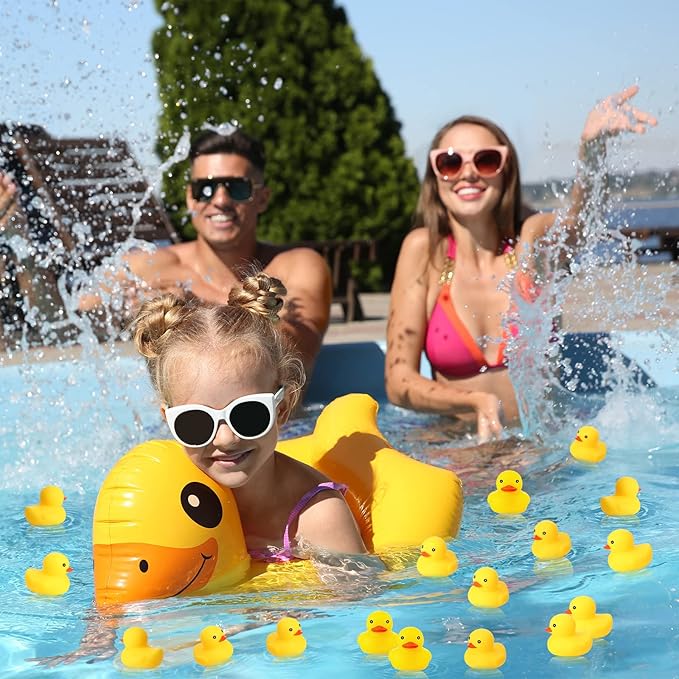 400 Pcs Mini Rubber Ducks Bulk, 2.17 x 1.97 x 1.85 Inch Float Tiny Baby Shower Rubber Duck, Small Rubber Duck, Preschool Bath Toy Rubber Duck Party Decoration Fun Squeak Small Duck Pool Toy (Yellow)