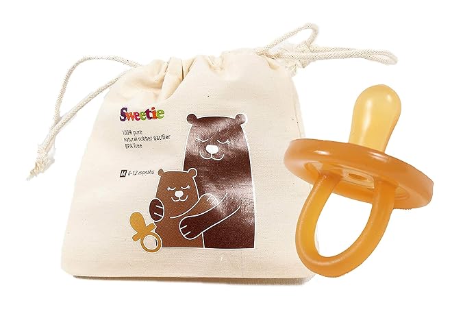 SWEETIE Rubber Pacifier Natural Rubber with Symmetrical Nipple 1 Count 6-12 Months Original Natural Rubber Pacifier