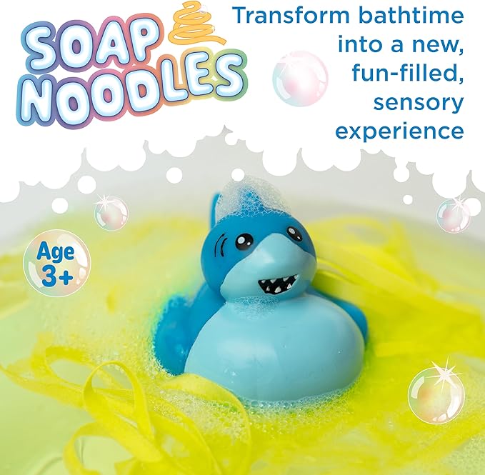 Creativity for Kids Soap Noodles Shark Bath Set | Mix, Swirl & Play with Green Soap Noodles & Nibbles The Shark Duck | Sensory Bath Toys & Fine Motor Skill Crafts (Ages 3+)