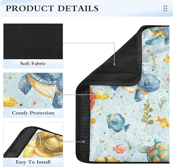 Cute Cartoon Sea Turtles Seat Belt Cover Universal Seatbelt Cushion Pack of 2 Shoulder Pads Cushion for Adults Kids