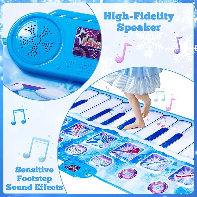 Lonfliness Piano Play Mat - 8 Instruments, 4 Play Modes, Volume Adjustable, 27.6x63in Floor Piano Mat, Ideal Gift for Dance Mat & Keyboard Mat Play Map