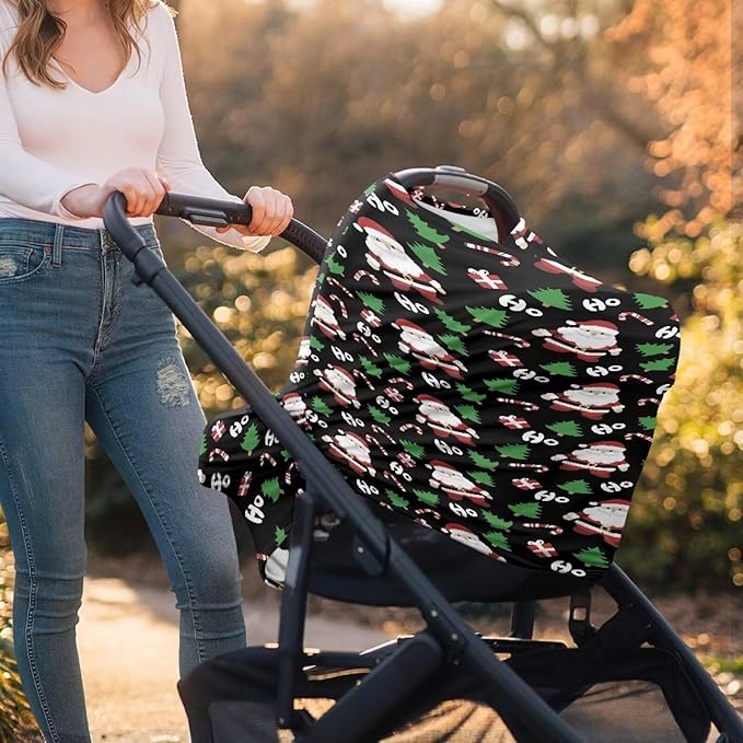 AFPANQZ Christmas Santa Breastfeeding Nursing Cover Carseat Canopy for Babies Infant Newborn Stroller Cover Breastfeeding Scarf Baby Shower s for Boys and Girls