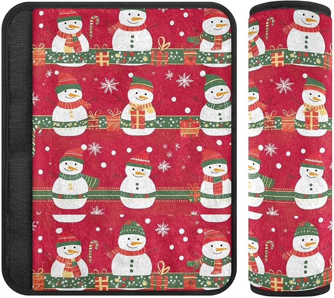 Cute Christmas Snowmen Seat Belt Cover Pad 2Pcs Shoulder Seatbelt Pads Comfortable Shoulder Pad Auto Interior Accessories for Adults Women Kids