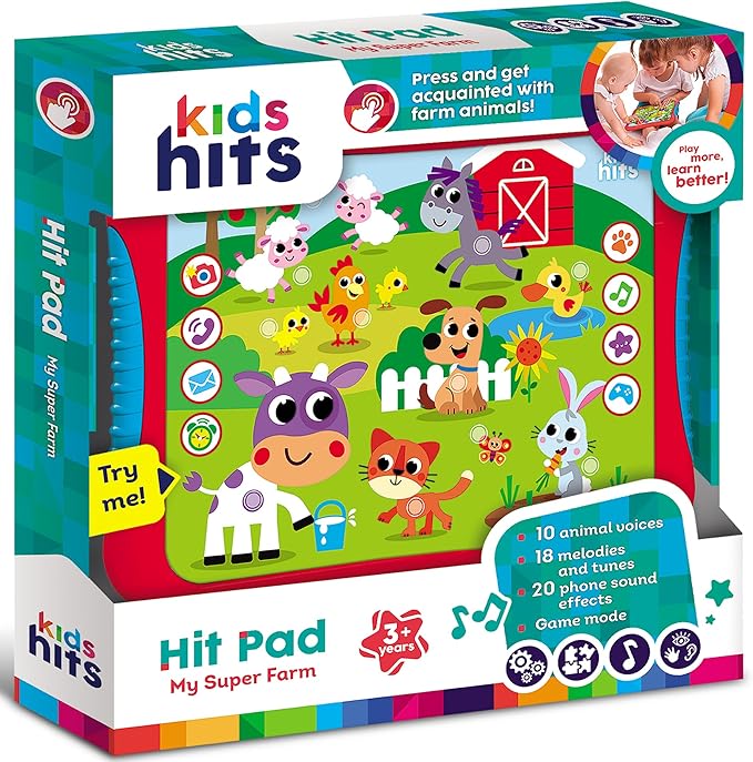 Kids Hits My Super Farm Hit Pad – Educational Musical Tablet Toy with Animal Sounds, Songs & Game Mode – Learning Toy for Toddlers Age 3+