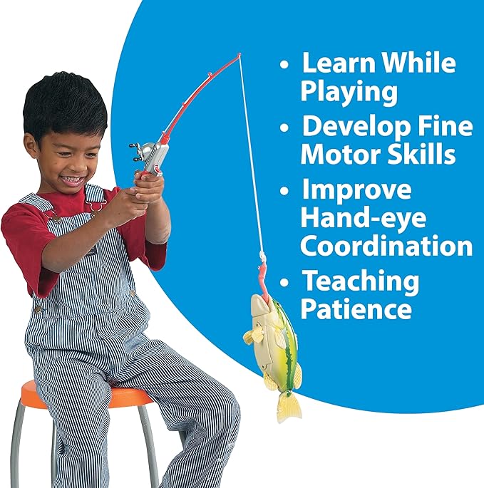 Small World Toys Kids Fishing Game, Catch of The Day Bass Magnetic Fishing Toy for Kids Ages 3+, Includes Toddler Fishing Pole and 1 Fish, Water Fish Toys for Kids, Bath Toy Pools & Tubs