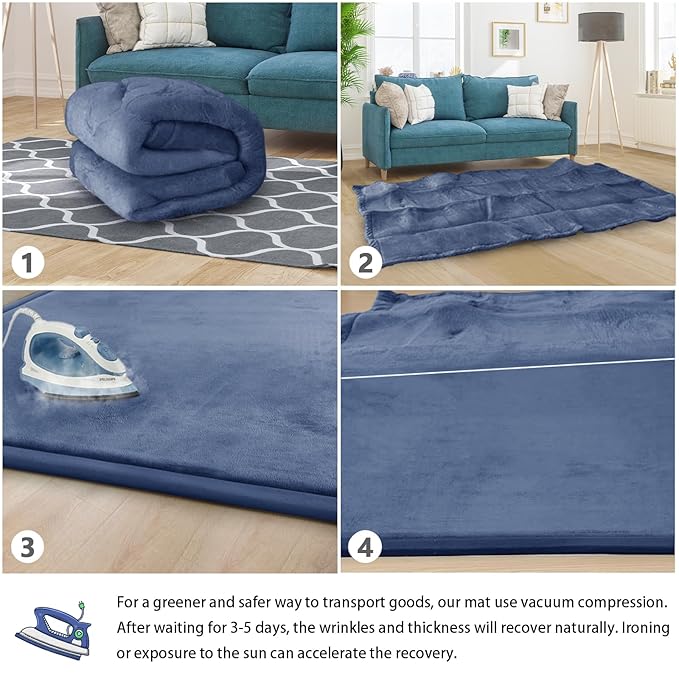 Baby Play Mat for Floor Nursery Rug Muscle Mat Area Rug Playroom Rug 39"x59" Playpen Mat Memory Foam 1.3" Thick Crawling Mat for Babies,Toddlers, Infants, Kids,Sapphire Blue