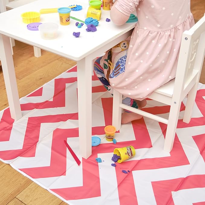 Prince Lionheart Catch All Protective Floor Mat, Orange Chevron
