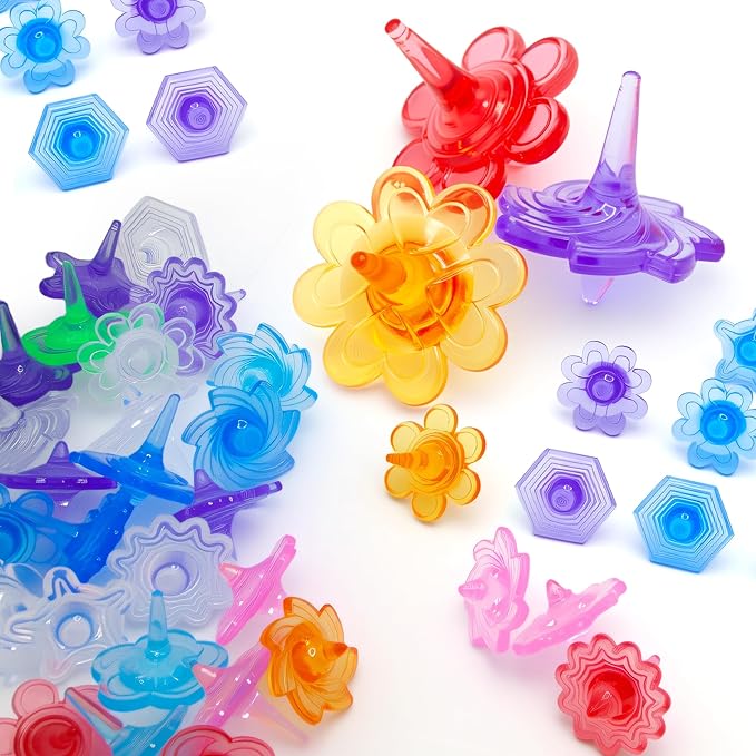 200 Pcs Bulk Pack Spinning Tops Colorful Crystal Tops Assorted Gem Spinners Gyros for Kids Gifts Party Favors