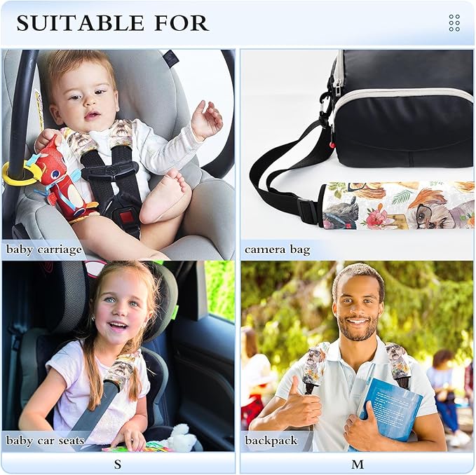Pack of 2 Watercolor Cute Funny Dogs Seat Belt Covers Cute Car Seat Strap Pads Car Seat Straps Shoulder Pads Protect Your Neck and Shoulder