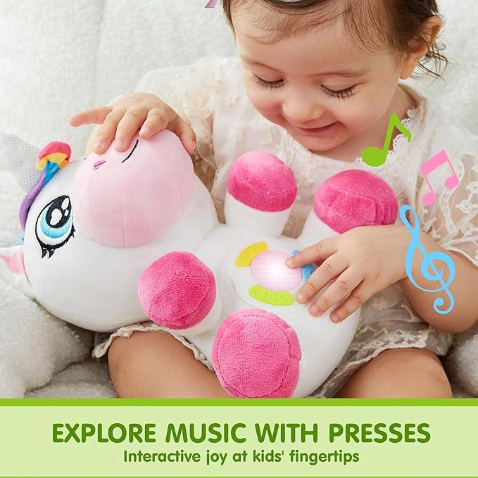 JOYIN Musical Unicorn Plush Baby Toy, Stuffed Animal with Music & Light, Baby Musical Soft Plush Toys for Infant Babies, Easter Birthday Gifts for Boys and Girls 6+ Months