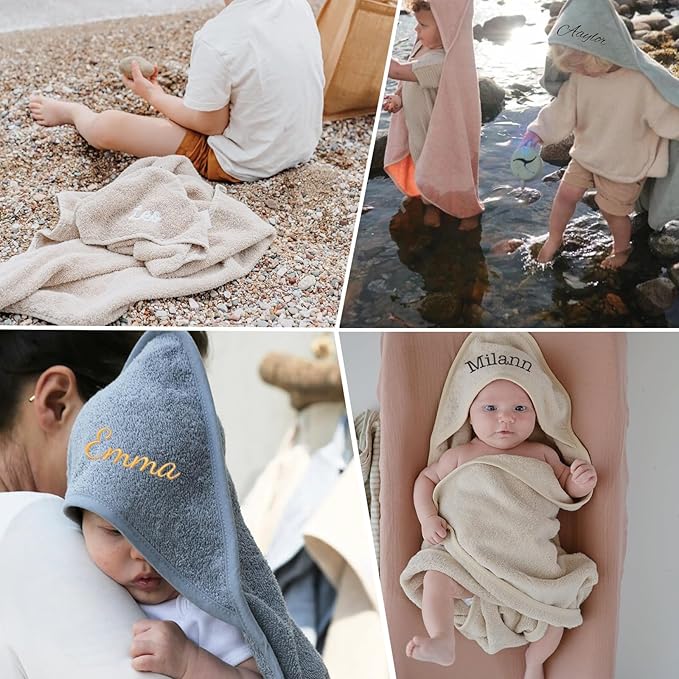 Customized Cotton Baby Towels with Hood, Personalized Baby Bath Towels for Newborn with Embroidery Name, Fluffy Fleece Blanket Baby Boys Girls Must Haves