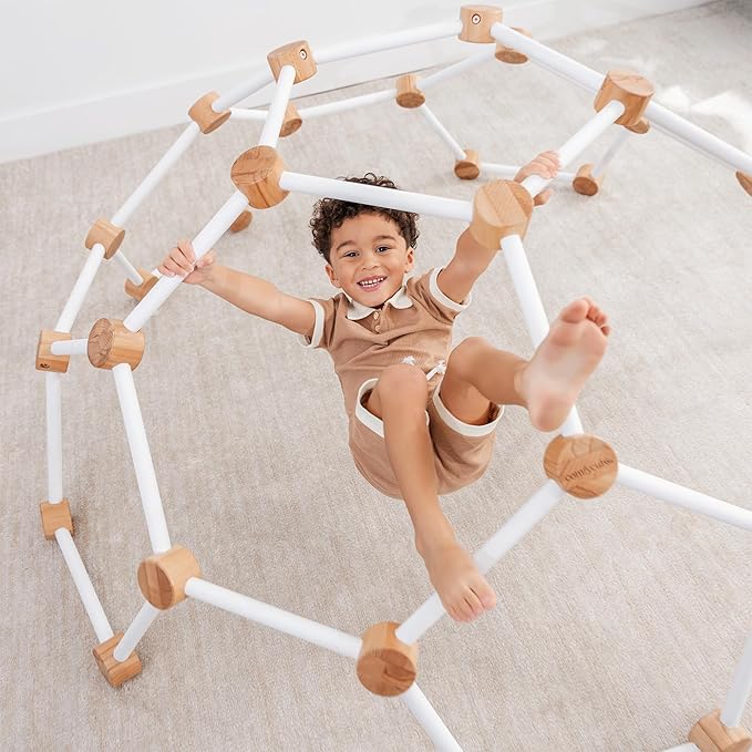 Comfy Cubs Wooden Toddler Play Gym for 3-6 Years Old - Montessori Climber for Kids - Safe Climbing Toy Support up to 120 lbs - Easy to Assemble Kids Climber for Active Play - White