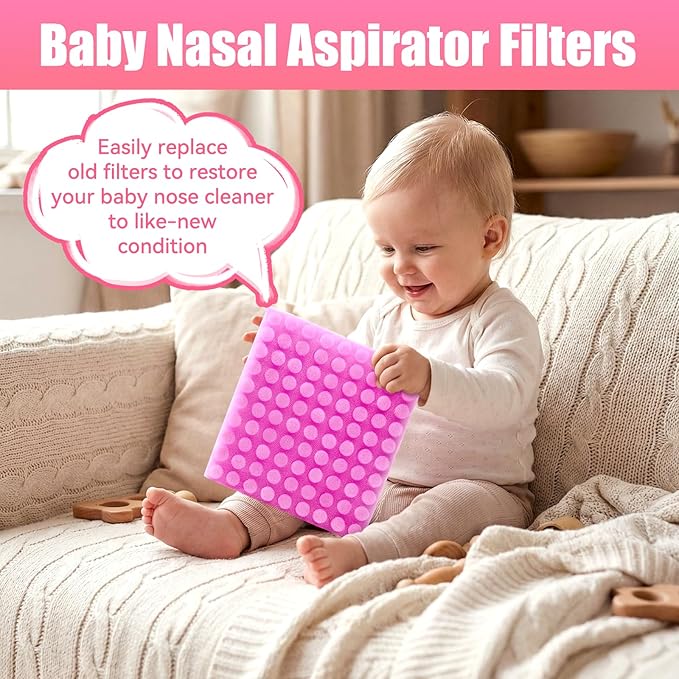 Replacement for NozeBot Nasal Aspirator Filter, 180 Packs Baby Nose Cleaner Hygiene Filters with Nose Cleaning Tweezer (Purple)