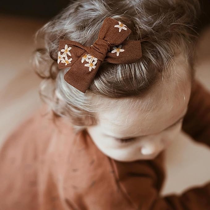 Fancy Clouds Baby Girl Bows Headbands,10 pcs Stretchy Soft Nylon Hairbands Hair Bows for Newborns, Infants, Toddlers - Handmade Baby Hair Accessories for Girls