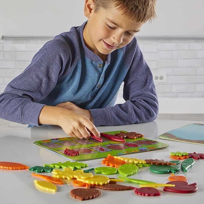 hand2mind Sensory Leaves Math Activity Set, Pattern Play, Shape Puzzle, Pattern Blocks Cards, Math Counters, Sorting Toy, Shapes for Toddlers, Counting Toy, Kindergarten Learning Activities