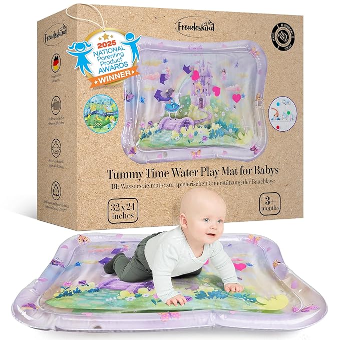 Premium Water Play Mat XXL – Award-Winning Inflatable Tummy Time Water Mat – Sensory & Motor Development Designed by Professional Educators – Certified 100% Baby-Safe Materials - Pink