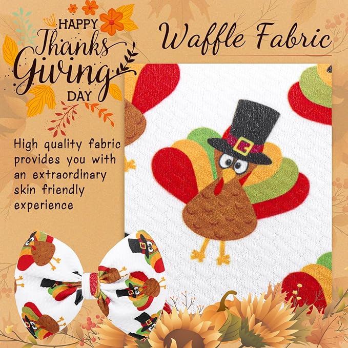 YanJie Thanksgiving Baby Headbands Turkey Printed Hair Bows for Girls Baby Hairbands Toddler Accessories Gift for Girls Infants Child Turmeric Bows