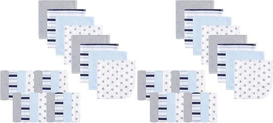 Luvable Friends Unisex Baby Super Soft Bundle Washcloths, Stars Stripes, One Size (Pack of 2)