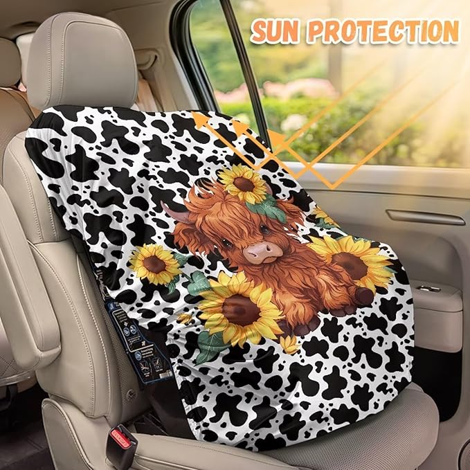 XYZCANDO Yak Print Baby Seat Covers for Car Seats Modern Car Seat Sun Cover for Baby Waterproof Car Seats Heat Protector Keeps Your Toddler Baby Seat at a Cool Temperature Gift for Her