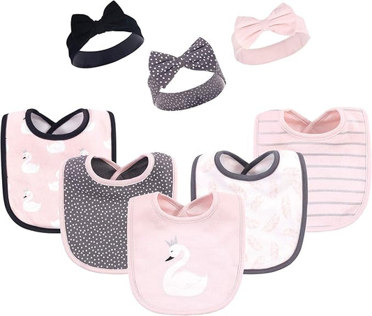 Hudson Baby Unisex Baby Cotton Bib and Headband Set
