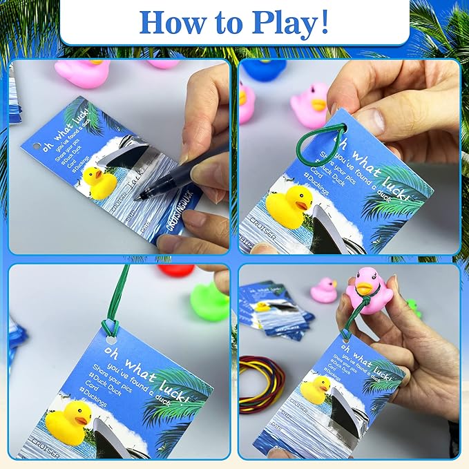 72 PCS Duck Cruise Kits Duck Tags Bands for Hiding Carnival