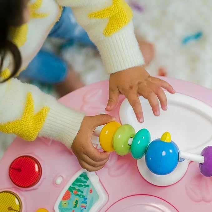 Bright Starts Around We Go 2-in-1 Baby Walker, Discovery Activity Center and Table, Tropic Coral, Ages 6 Months+