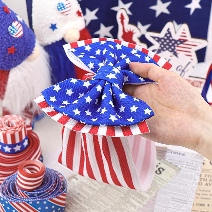 4th of July Headbands for Baby Girl 7'' Independence Day Hair Bow for Newborn Infant Toddler Kids American Flag Headwarp Accessories