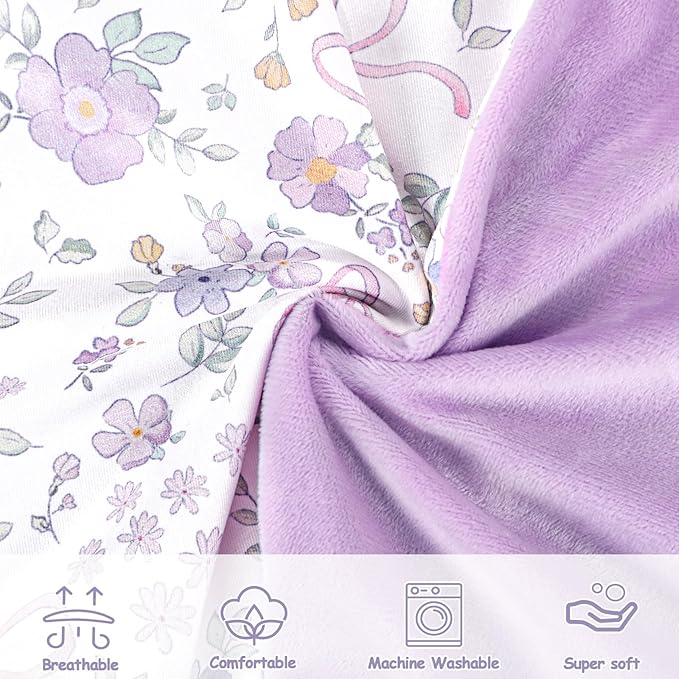 SWESEN Newborn Lounger Cover, 1 Pack Soft Removable Slipcovers for Infant Lounger, Cozy Baby Lounger Cover for Boys and Girls, Covers Only, Purple Floral