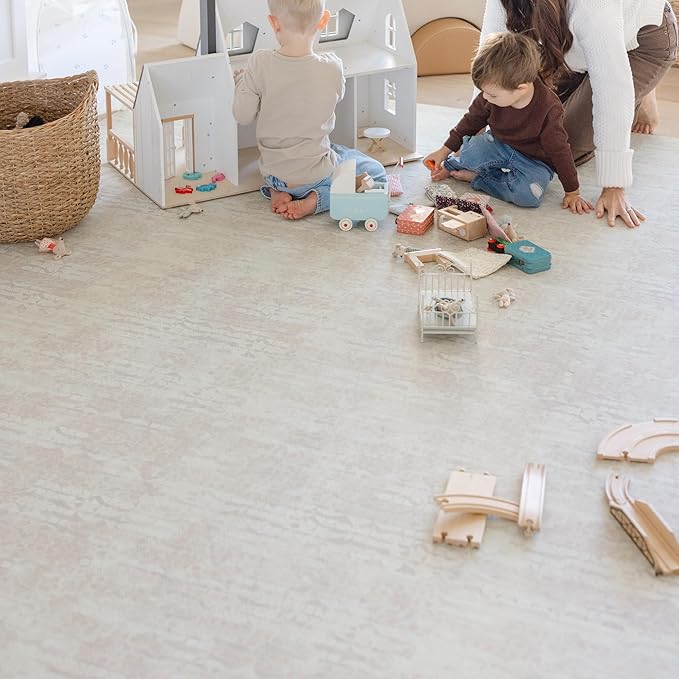 Little Landings Baby Play Mat for Floor - Sandstone (4x6ft) - Premium EVA Foam Play Mat for Babies & Toddlers (Ages 0-5+) Non-Toxic Playmat for Tummy Time, Crawling & Playroom - Stylish & Comfortable