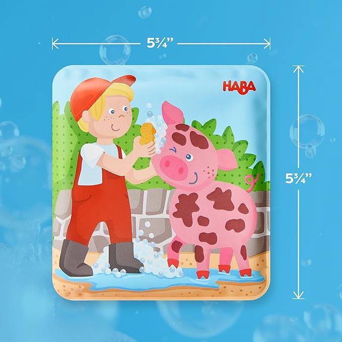 HABA Magic Color Changing Bath Book: Animal Wash Day, Bath Toys for Toddlers, Water Toys for Toddlers 18-36m & Water Table Accessories