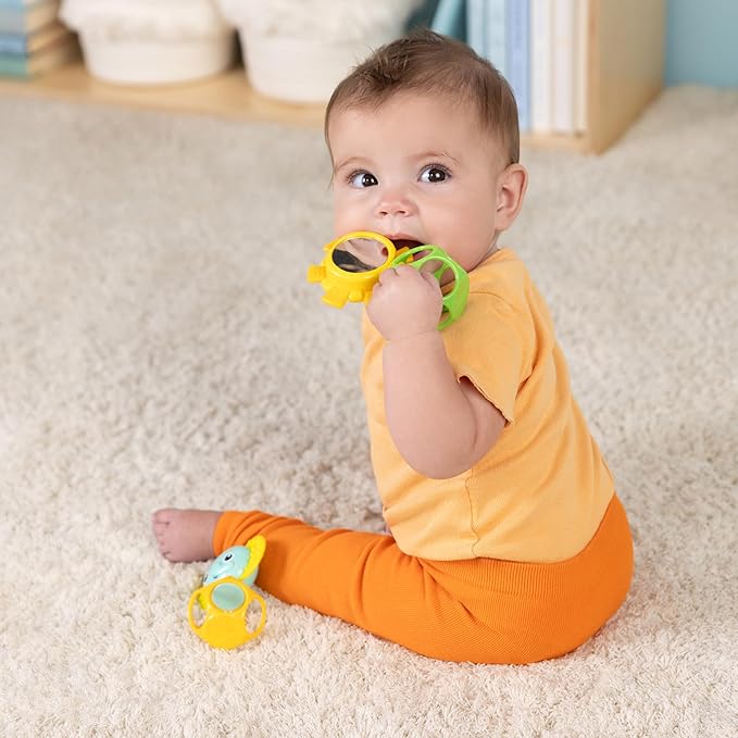 Bright Starts Soother Pals Easy-Grasp Teether Toys, 2-Pack Lion and Elephant Characters, BPA Free, Unisex, Ages Newborn +