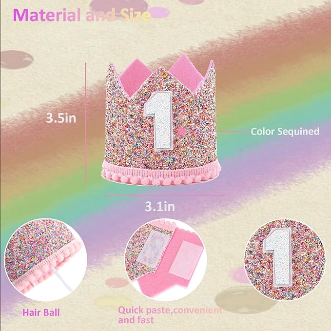 Boy Girl Birthday Crown, Prince Princess Birthday Hat Headband Tiara Crown Cake Photo Prop Party Decorations