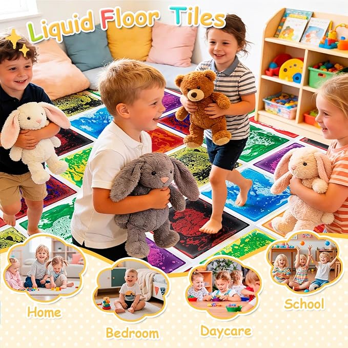 Art3d Liquid Fusion Activity Play Centers for Children, Toddler, Teens, 12" X 12" Pack of 9 Tiles