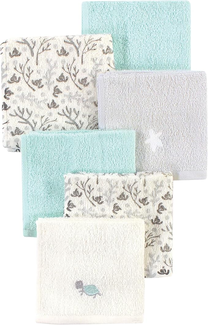 Luvable Friends Unisex Baby Super Soft Cotton Washcloths, Sea Turtle, One Size