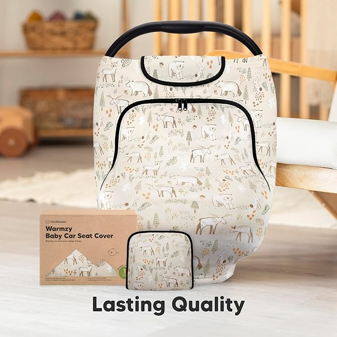 KeaBabies Winter Car Seat Cover Baby, Newborn - Universal Fit Infant Carseat Covers Baby Girl, Boy, Breathable, Lightweight Blanket, Easy to Use Stroller Canopy, Rain, Wind, Sun Shade (Wildwood)