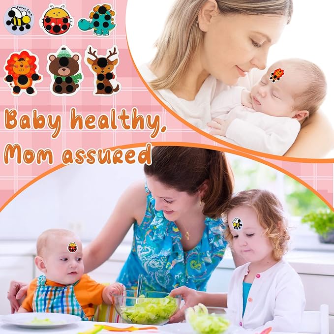 12 pcs Stick-on Fever Indicator Forehead Fever Kids Cartoon Stickers Temperature Fever Patch