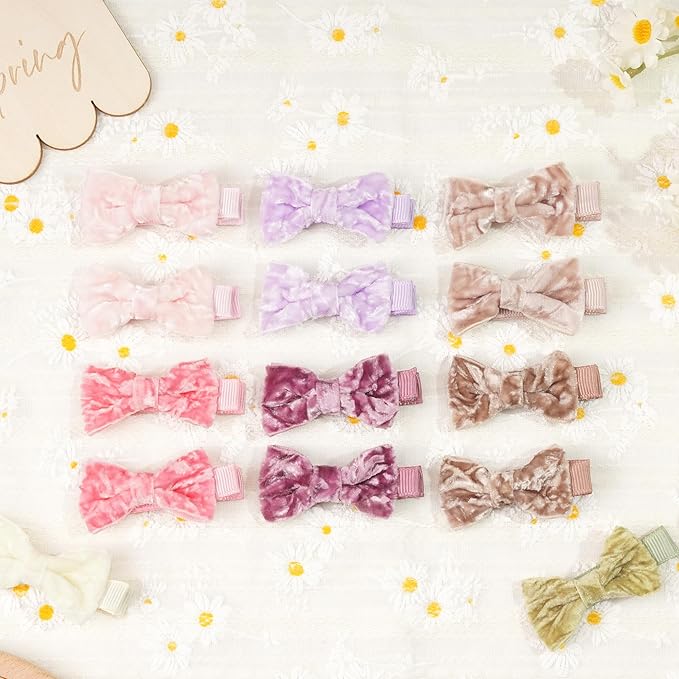 CÉLLOT Baby Bows Velvet Hair Bows with Fully Lined Hair Clips Hair Accessories for Baby Girls Infants and Toddlers