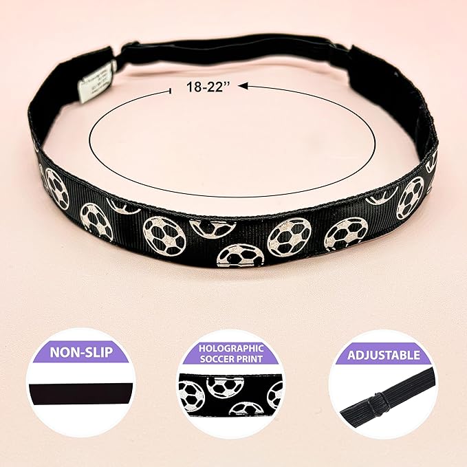 FROG SAC 4 Adjustable Headbands Girls, Christmas Halloween Easter Cheetah Gymnastics Head Band, Leopard Cheetah Stretch Elastic Fabric Thin No Slip Athletic Sport Soccer Kids (Soccer 2)