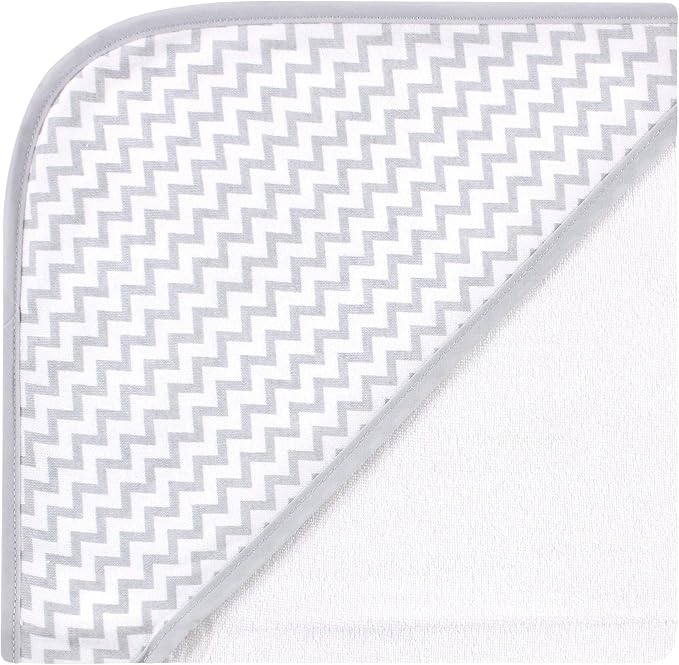 Hudson Baby Unisex Baby Cotton Rich Hooded Towels, White Dots Gray Elephant, One Size