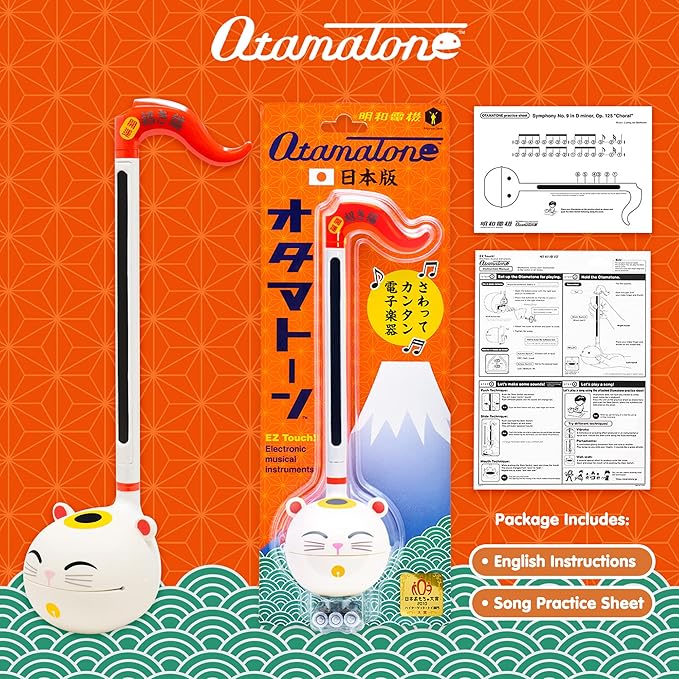 Otamatone Classic Lucky Cat [Officially Licensed] Japanese Character Electronic Musical Instrument Portable Synthesizer from Japan Maywa Denki for Children Kids and Adults Gift