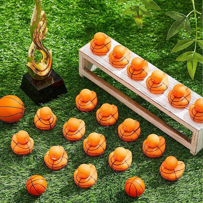 Deekin Rubber Ducks 2 Inch Bulk Sport Party Favors for Team Events Decorations Birthday Party Supplies Club Player Gift(100 Pcs,Basketball Texture)