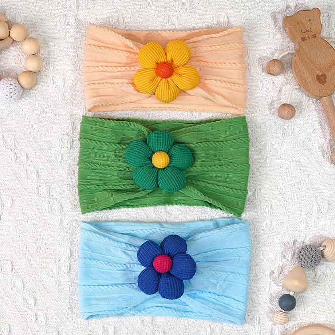 JOYOYO 10 Colors Baby Flower Headbands Baby Girls Nylon Headband Soft Hairbands Hair Accessories for Newborn Infant Toddler Kids