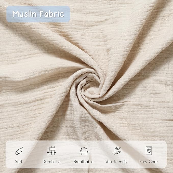 Meracorallo Muslin Mini Crib Sheet, Pack n Play Fitted Sheet, Soft and Breathable Pack and Play Playard Mattress Sheet for Baby Boys and Girls, Beige