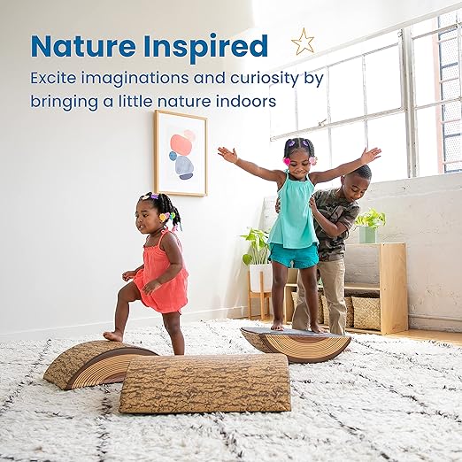 ECR4Kids SoftZone Tree Log Climber Set, Balance Builders, Chocolate, 3-Piece