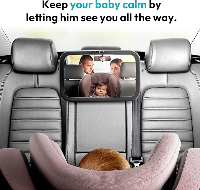 Direct Eye Contact Baby Car Mirror - Baby Essentials for Rear Facing Car Seat, Mirror for Newborn Travel Gear