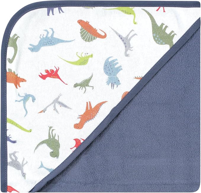 Hudson Baby Unisex Baby Cotton Rich Hooded Towels, Dinosaurs, One Size