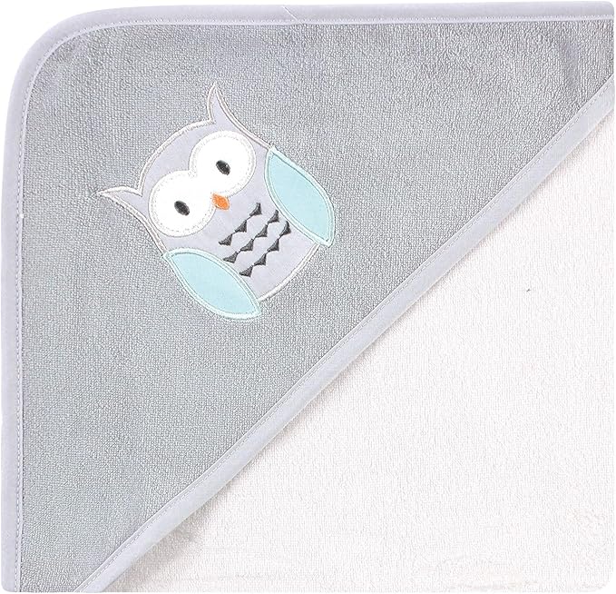 Hudson Baby Unisex Baby Cotton Rich Hooded Towels, Owl, One Size