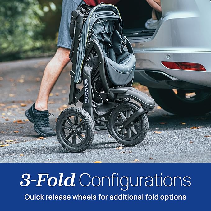 Chicco Activ3 Jogging Stroller Travel System, Activ3 Jogging Stroller with KeyFit 30 Infant Car Seat and Base, Solar/Grey